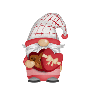 Gnome Watercolor Character gift box Valentine's Clipart png