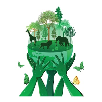 Save animal Environmental concept. Go Green Save the world illustration vector