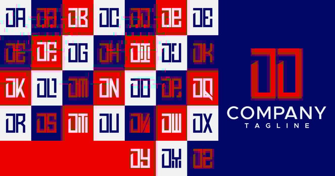 Simple line square letter D logo design. Abstract box DD D letter logo vector set.