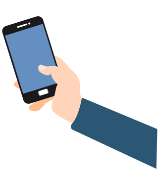 Businessman holding mobile phone flat icon PNG