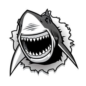 Great White Shark ripping with opened mouth vector