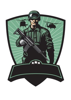 Soldier with rifle vector