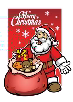 santa with a bunch of christmas gift vector