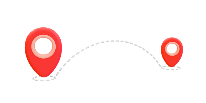 3d minimal product delivery. Parcels transportation. Location marker. Location icon between two places. 3d rendering illustration. png