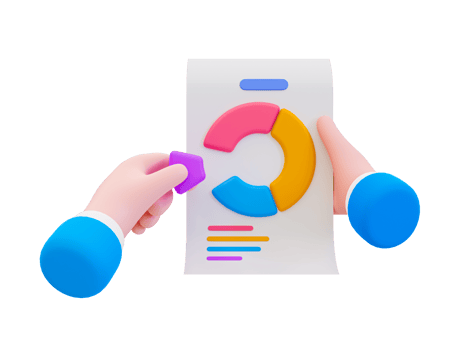 3d minimal marketing strategy concept. business analysis. marketing data analysis. Hand holding a graph paper. 3d illustration. png