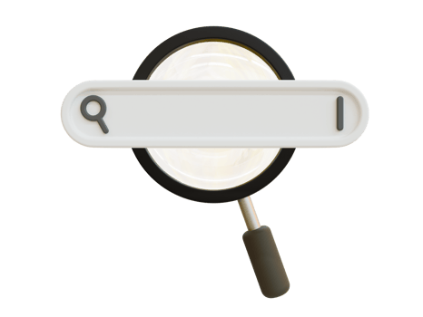 3d minimal search bar. SEO for better search results. web browsing concept. blank search bar with a magnifying glass. 3d rendering illustration. png