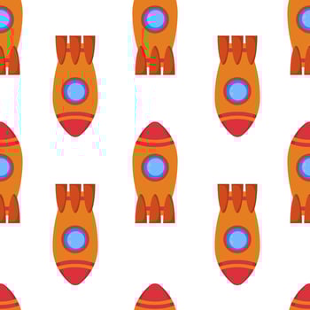 Seamless pattern with space rocket. Vector illustration.