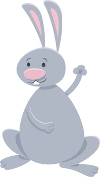 cartoon happy gray rabbit or bunny animal character vector