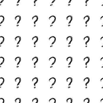 Seamless pattern with hand drawn question mark symbol. Black sketch question mark symbol on white background. Vector illustration
