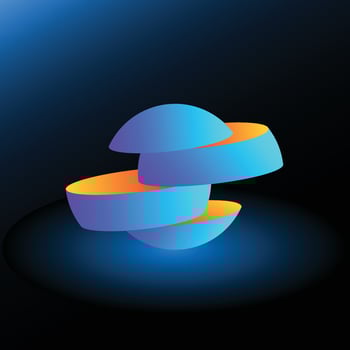 3d neon light sphere divided to four parts vector