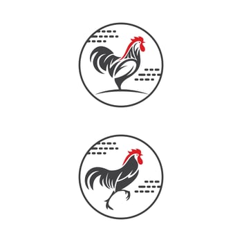 Rooster. Cock. Abstract rooster logo icon. Red rooster as symbol vector