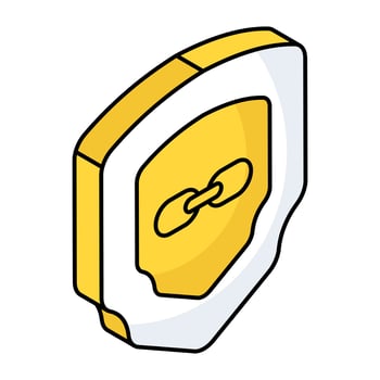 An editable design icon of linked shield vector