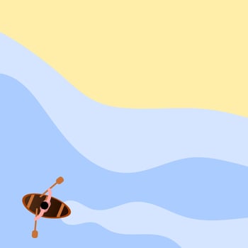 beach painting. illustration of a beach and boat scene vector