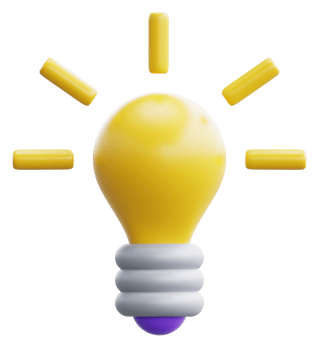 3d cartoon cute light bulb object icon. Use on business creative idea and brainstorming solution development 3D rendering emoji illustration png