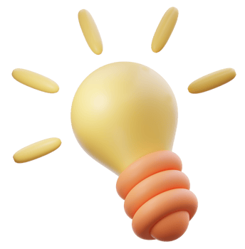 3d cartoon light bulb object icon. Use on business creative idea and brainstorming solution development 3D rendering illustration png