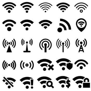 Black vector set wi-fi icons. wifi signal illustration sign collection. wireless symbol.