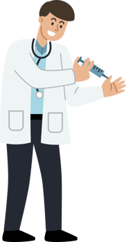 The male doctor is injecting drugs. png