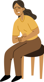 A female patient has abdominal pain. png