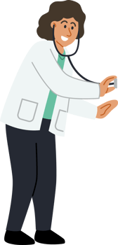 Female doctor using stethoscope. png