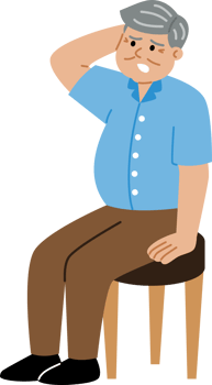 An elderly male patient has a headache. png