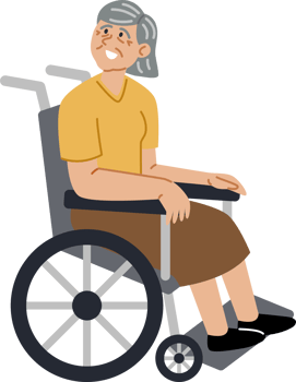 Elderly female patient in a wheelchair. png