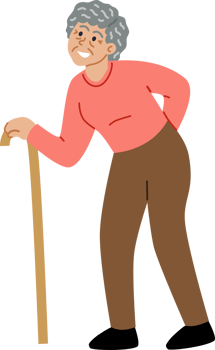 Elderly woman using a cane. png