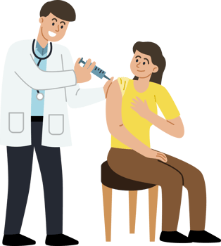 The male doctor is injecting drugs into the female patient. png