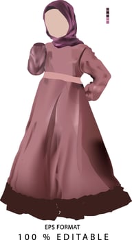 Mockup illustration of 3d clothes for Muslim women in milk tea colors vector