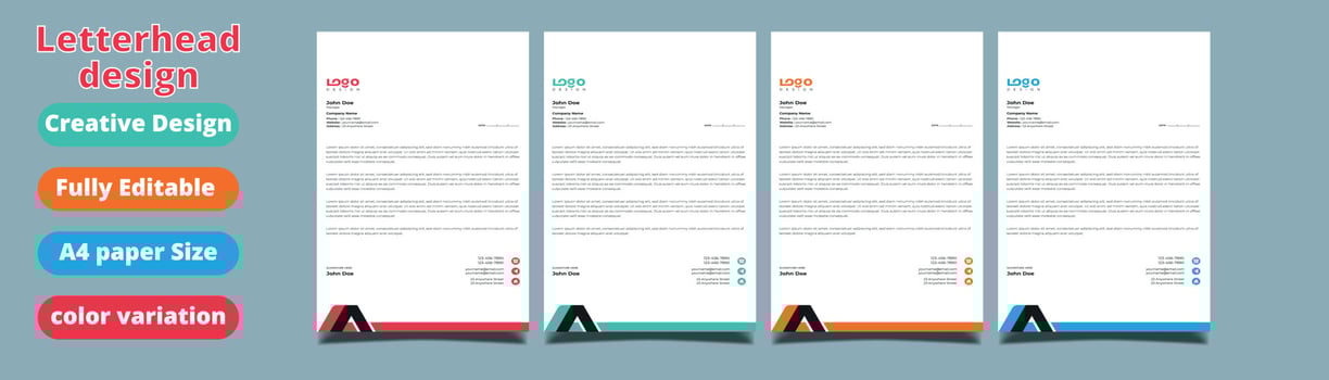 corporate modern letterhead design template with yellow, blue, green, and red colors. creative modern letterhead design template for your project. Business letterhead design. vector