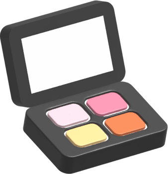 Eyeshadow make up palette set in pastel colors. Cosmetics and beauty products. 3D PNG