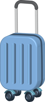 3D blue luggage. For travel, journey and holiday vacation element docoration png
