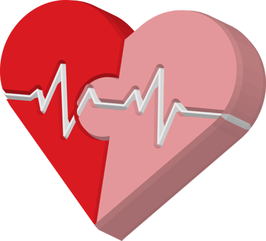 3D jigsaw heart beat on ECG cardiology. Medical and health care concept. png