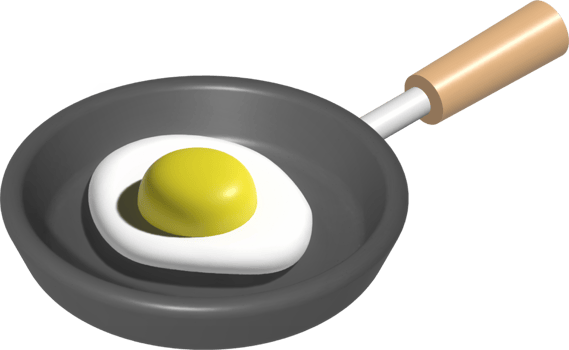 Fried egg in a frying pan. 3D realistic PNG. png