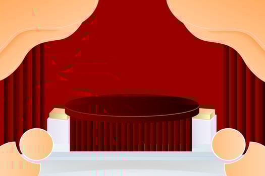 3d podium Background, Cosmetic product minimal Blue, Pink, Red podium background 3d rendering shape, vector Stage for awards on product stand.