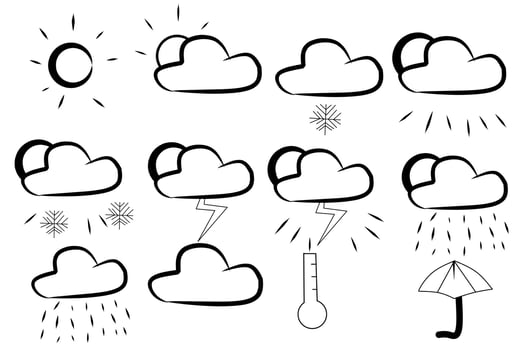 collection of weather icons with white background Elements. Vector illustration.
