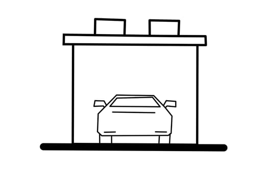 Car Garage sketch with white background. Vector Illustration.