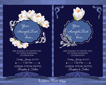 Wedding invitation Card with beautiful blooming floral watercolor background. Beautiful hand drawing invitation design pink rose invitation template. Elegant wedding card with beautiful floral vector. vector