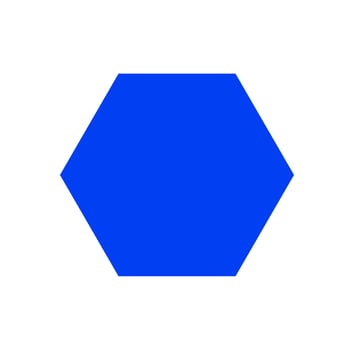 a blue solid hexagon icon. blue hexagon shape. vector