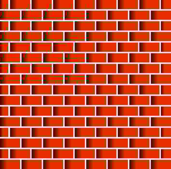 Red Bricks wall vector background.