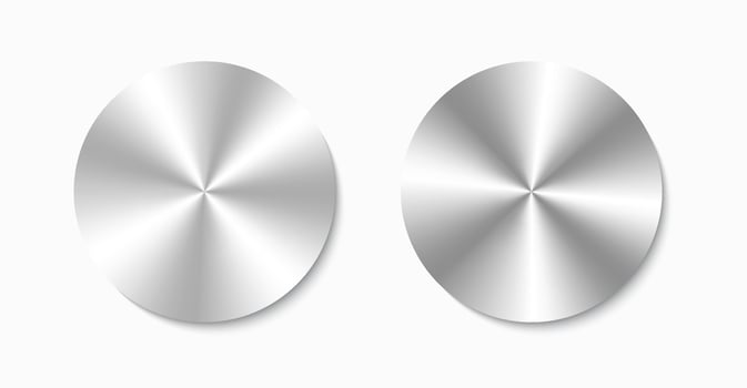 Realistic Silver Aluminum Metal Shiny Texture Circular Icon Mockup vector