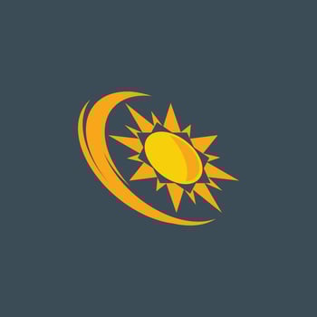 Sun Vector isolated summer icon design. Vector yellow sun symbol