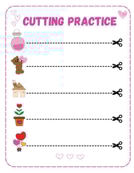 Printable Valentine's Day Cutting Practice vector