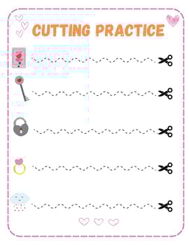Printable Valentine's Day Cutting Practice vector