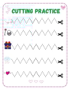 Printable Valentine's Day Cutting Practice vector
