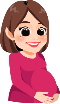 Cute pregnant mother cartoon character. Happy Mothers Day card png