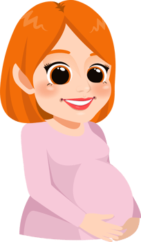 Cute pregnant mother cartoon character. Happy Mothers Day card png