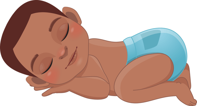 Baby American African Boy Sleeping Cartoon Character png