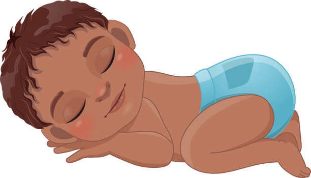 Baby American African Boy Sleeping Cartoon Character png