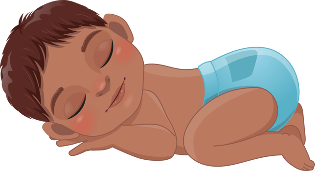 Baby American African Boy Sleeping Cartoon Character png
