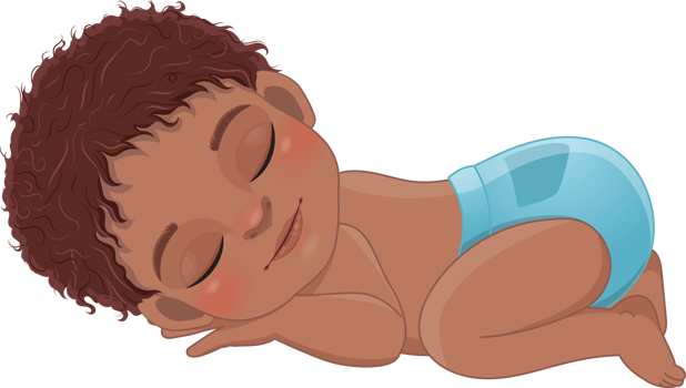 Baby American African Boy Sleeping Cartoon Character png